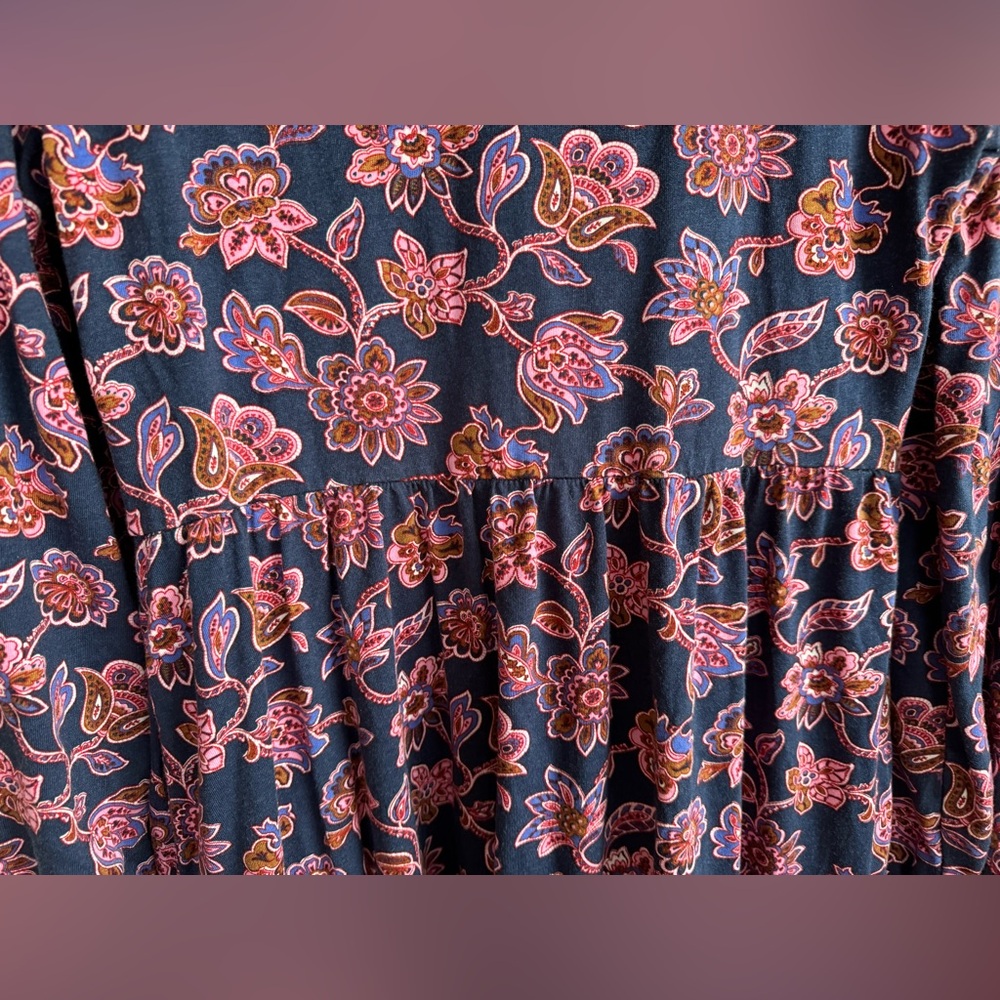 Boden Jemima Tiered Jersey Dress Rich Navy, Pink Ornate Pattern size 12 Regular - Picture 9 of 15